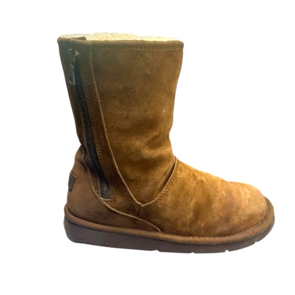 🧊UGG Suede Zip-Up Shearling Boots Sz 7👢 Cozy Winter‎ Classic